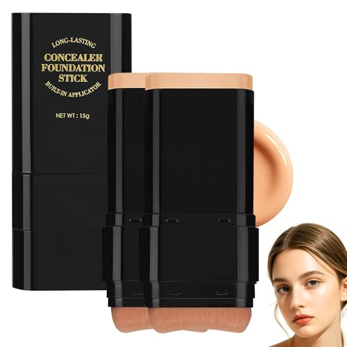 2-Pack Full Coverage Concealer Foundation Stick with Brush