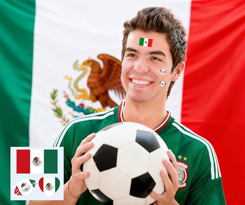 Mexican Flag Temporary Tattoos 75 Pack Waterproof