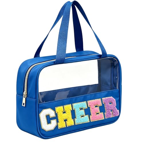 Cheerleader Makeup Bag with Chenille Patch - Waterproof Nylon Organizer