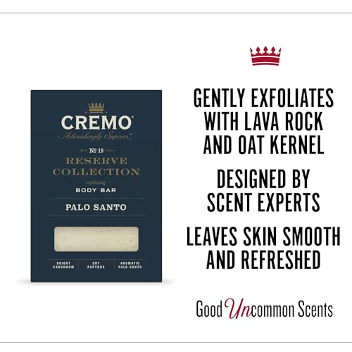 Cremo Exfoliating Body Bars Palo Santo - A Combination of Lava Rock and Oat Kernel Gently Polishes While Shea Butter Leaves Your Skin Feeling Smooth and Healthy (Packaging May Vary)