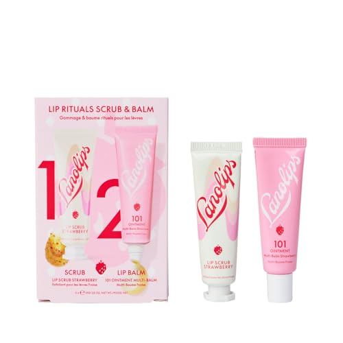 Lanolips Strawberry Lip Scrub & Balm Set with Lanolin