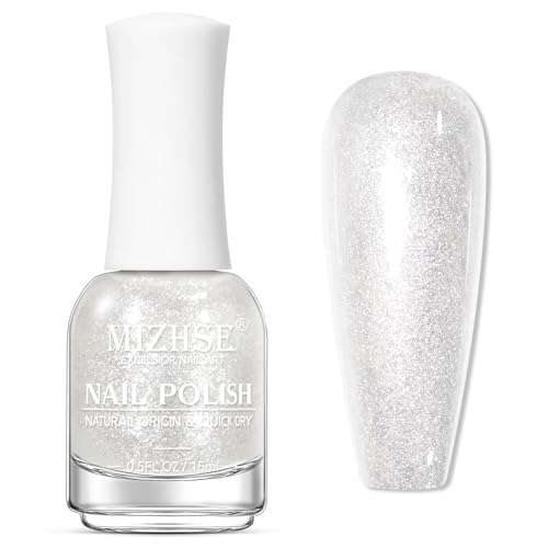 MIZHSE Glitter Nail Polish - Quick Dry Translucent Shimmer 15ml