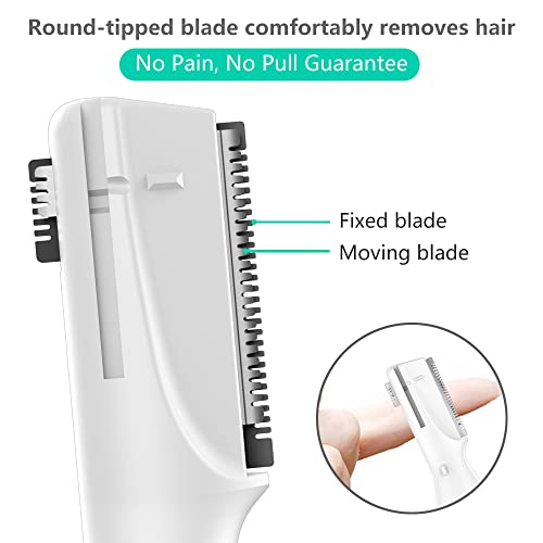 Eyebrow Trimmer for Women, Precision Facial Hair Trimmer for Chin, Lips, Neck, Upper Lip & Cheeks, Battery Operated Dual-Blade Groomer with Comb Attachment, Painless Portable Electric Shaper