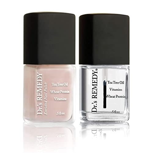 Dr.'s Remedy Enriched Nail Polish, Perfect Petal Pink with TOTAL Two-in-One Top and Base Coat Set 0.5 Fluid Oz Each