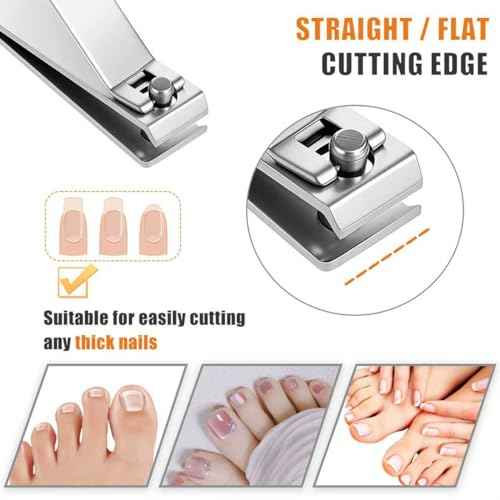 10-Pack Large Stainless Steel Nail Clippers Bulk for Men Women Adults, Straight Edge Toenail Clippers for Thick Nails, 3.15 x 0.6 inch Long Handle Big Toe Nail Clipper Set (Silver)