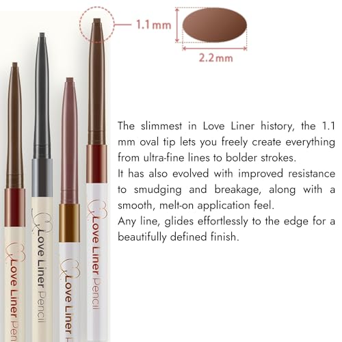 LoveLiner Pencil Eyeliner, Long Lasting Eyeliner for Precision & Versatility, Smudge-Proof, Soft Rewindable Tip, Travel-Friendly Design, Ash Brown