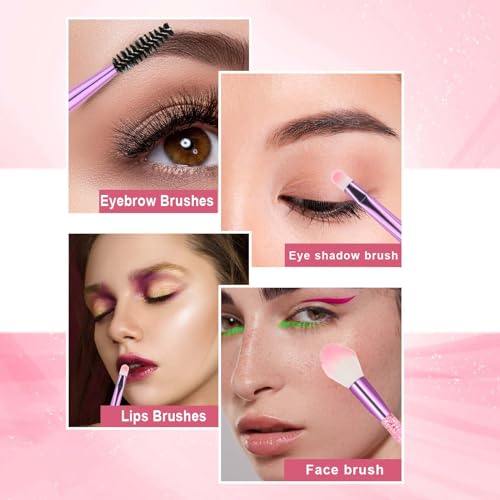 10-Piece Glitter Makeup Brush Set with Crystal Handles