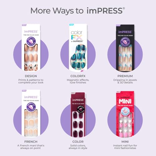 imPRESS Color Press On Nails - Point Pink, Short Squoval No Glue Kit