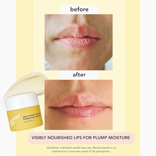 Saturday Skin Yuzu Vitamin C Lip Mask Overnight Lip Sleeping Mask Moisturizing For All Skin Types Softer & Smoother Pout Lip Balm Hydrating Infused with Vitamin B5 Non-Sticky, Vegan & Cruelty-Free