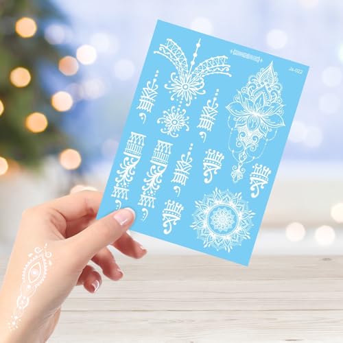 White Lace Temporary Tattoo Stickers - 6 Sheets