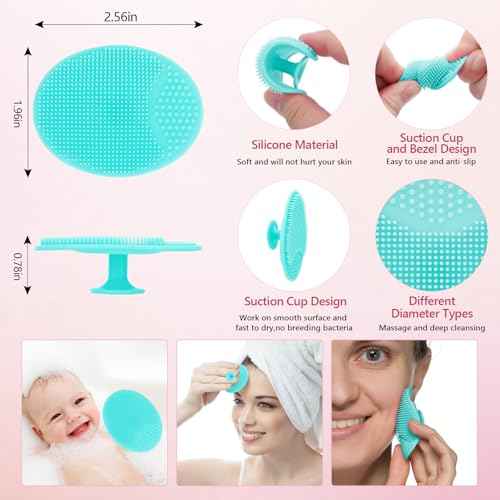 Silicone Face Scrubber, 2pcs Exfoliating Lip Brush, 4pcs Cleansing Brush,2pcs Face Mask Brush Exfoliator Blackhead Skin Tool