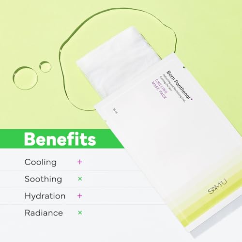 SAM'U Born Panthenol Chilling Mask ? Korean Facial Sheet Mask with Birch Sap & Xylitol for Deep Hydration ? Soothing & Cooling Face Mask, Vegan Korean Glass Skin Care Face Mask (5 Sheets)