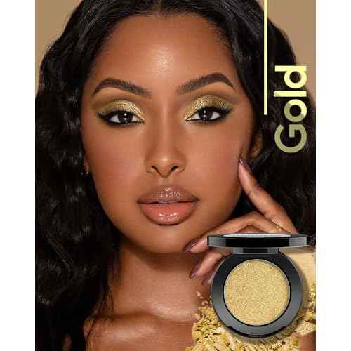 Gold Eyeshadow Single Handmade Pressed Eyeshadow Palette Long Lasting With No Creasing, Intense Color Pigmented Gold Eye Shadow-1Gold