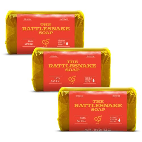 YERBERO - 3 Pack - The Rattlesnake Soap 150gr Each - (Hecho a Base de Aceite) 5.3 oz. Big Size - Made in Mexico.