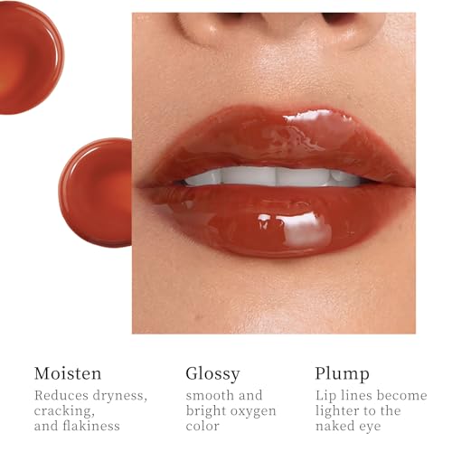 5 Pcs Hydrating Lip Gloss Lip Jam Set, High Shine Glass Finish Nude Colors Moisturizing Glitter Plumping Lip Gloss Shiny Jelly Liquid Lipstick for Girls and Women