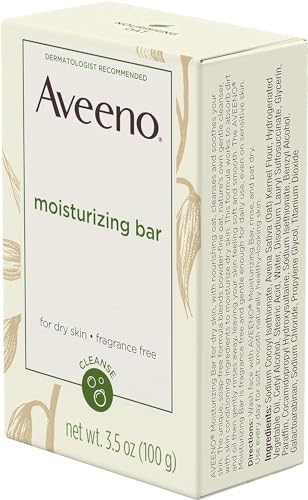 Aveeno Moisturizing Bar with Natural Colloidal Oatmeal for Dry Skin, Fragrance Free, 3.5 Oz (2 Pack)