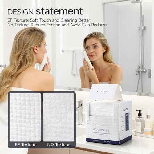 ECOLOOK Disposable Face Towel XL-60 Count Upgraded Thick Facial Towels, Ultra Soft Clean Face Towels Disposable, 10"x12" & 90 GSM, Ideal for Sensitive Skin?-1 PACK