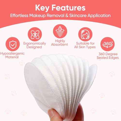 ICOTLE 2 Pack Large Oval Cotton Pads - 3-Layer Dual Texture, Lint-Free Makeup & Skincare Remover