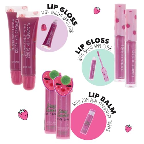 6pc Strawberry Lip Gloss & Balm Set for Kids