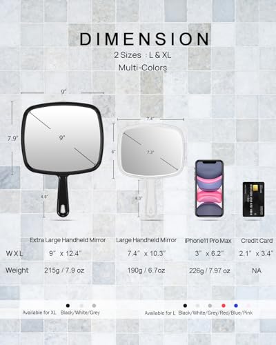 PROTECLE 12.4" x 9" Handheld Salon Mirror White - Hairdressing & Barber Tool