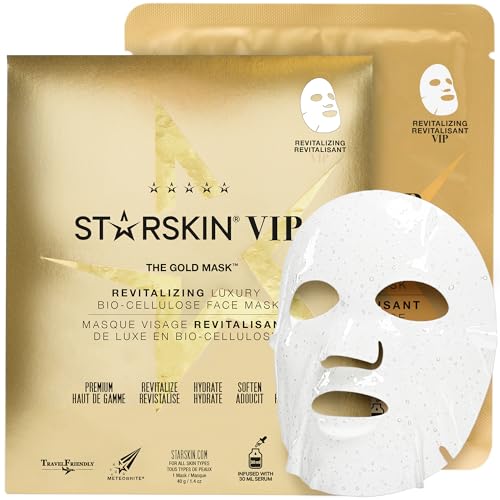 STARSKIN VIP Gold Bio-Cellulose Face Mask Pack of 1 - Korean Hydrating & Anti-Aging Skin Care