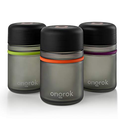 ONGROK 180ml Glass Storage Jar 3 Pack UV-Resistant Frosted Herb & Spice Containers