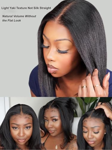 UNICE 12-Inch Yaki Straight Bob Human Hair Glueless Wig