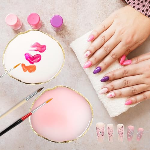 Resin Nail Art Palette Set - Gold Edge Mixing Board (2Pcs)
