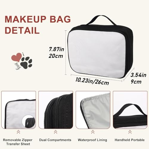 6pcs Sublimation Blanks Makeup Bag,Sublimation Blanks Cosmetic Bag Makeup Bag Bulk Travel Toiletry Bag With Zipper Pouch Insulated Lunch Bag Heat Transfer Removable Sublimation Bags for DIY Craft