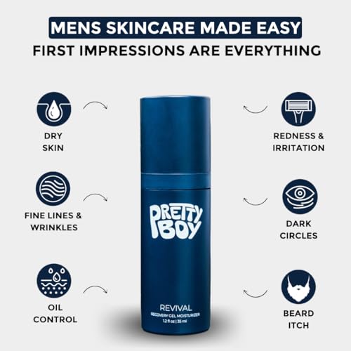 Prettyboy Face Revival Gel Moisturizer For Men & Fresh Start Gentle Face Cleanser Bundle, Hydrating Cream & Cleanser That Refreshes Dry Skin, Irritation, & Redness - 2 Count