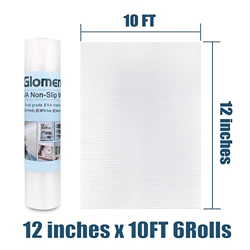 Shelf Liner, Non-Slip Cabinet Liner, Washable Oil-Proof for Kitchen Cabinet, Shelves, Refrigerator, Storage, Desks, 12 Inches x 10 FT, Non Adhesive Drawers Liner… (12 Inches x 10 FT x 6 Rolls) Clear