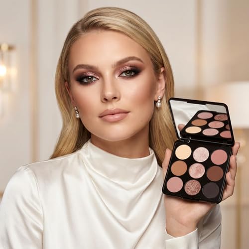 Erinde 9-Color Nude Eyeshadow Palette with Mirror
