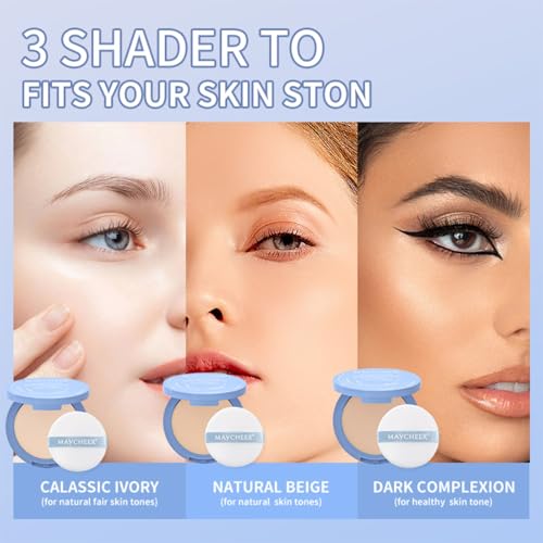 Oil Control Face Pressed Powder,Matte Smooth Setting Powder Makeup,Waterproof Long-Lasting Makeup Setting Powder,Oil Control Flawless Finish,Lightweight,Residue-Free (02 NATURAL BEIGE)
