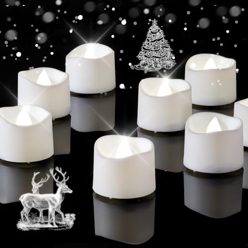 Homemory Pure White Flameless LED Tea Lights Candles, 200+Hour Battery Operated Fake Electric Votive Candles TeaLights for Christmas, DIY Mood Lighting, Party, Holiday, Funeral, Home Decor, 12-Pack