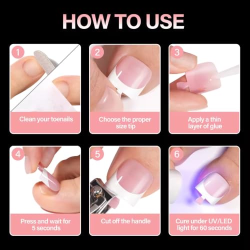 French Tip Press On Toenails, 150Pcs 15 Sizes
