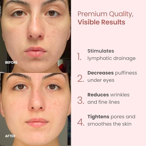 PLANTIFIQUE Face Roller and Gua Sha Rose Quartz Certified | Gifts | Guasha Tool for Face | Jawline Shaper | Your Skin Care Routine