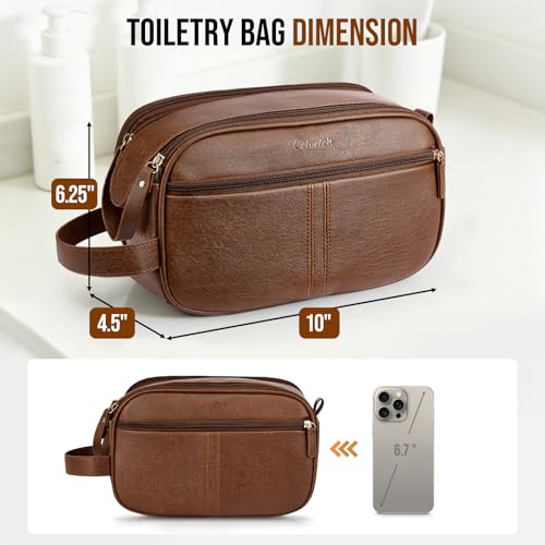 PU Leather Toiletry Bag for Men - Water Resistant Travel Organizer