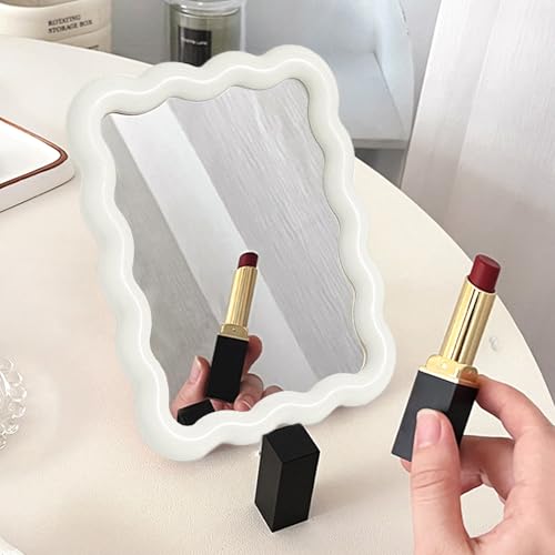 Wave Shaped Makeup Mirror Portable Folding Travel 6.7x5.3"