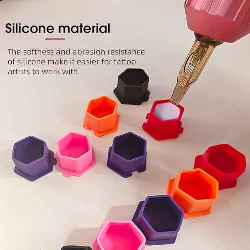 Tattoo Ink Caps Disposable Silicone Tattoo Pigment Cup 200Pcs/Set Tattoo Ink Holder Suitable for Tattooing Makeup Painting (Black)