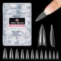 UNA GELLA B2-Half Long Clear Stiletto Gel Nail Tips - Double-Sided Matte Finish, 216pcs