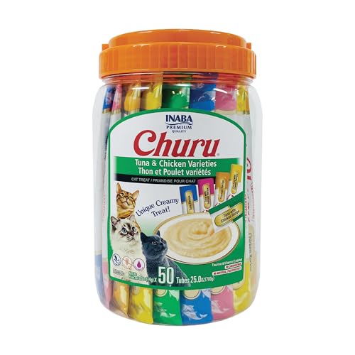 INABA Churu Lickable Cat Treats - Tuna & Chicken, 50 Tubes