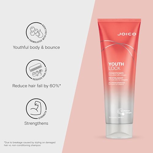 Joico YouthLock Shampoo and Conditioner Formulated With Collagen | Youthful Body & Bounce | Reduce Breakage & Frizz | Soften & Detangle Hair | Boost Shine | Sulfate Free | With Arginine