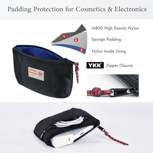 Rough Enough Small Tech Organizer Travel Case for Electronics & Cords - Cable Storage Bag Black