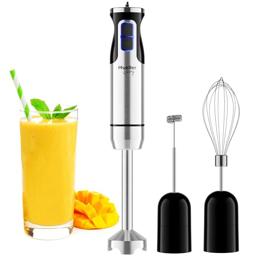 Mueller Immersion Blender Handheld - 8 Speed Stainless Steel Electric Hand Blender, 3 in 1 Emulsion Blender Handheld with Turbo Mode, Stick Blender Emulsifier for Kitchen for Soup, Smoothie, Puree