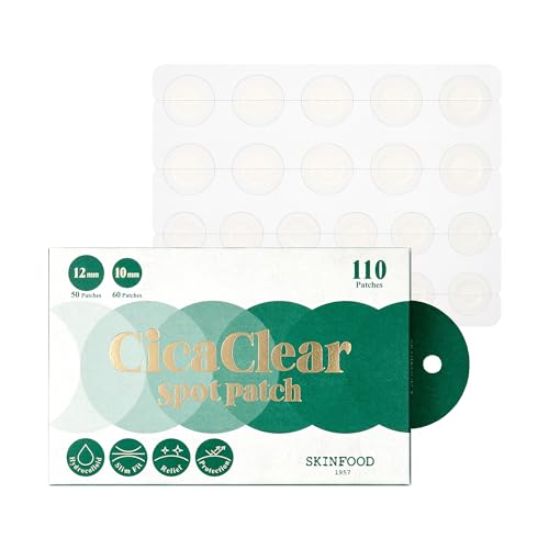 SKINFOOD Cica Clear Spot Patch (110count), Hydrocolloid AC Patch for Covering and Recovering Spot, Ultra Thin Clear Skin Sticker for Easy AC Care