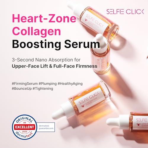 Heart Zone Collagen Serum with Hyaluronic Acid & Peptides, Non-greasy Firming Serum for Fine Lines & Elasticity, Korean Skin Care, All Skin Types (0.67 Fl Oz / 20 ml)
