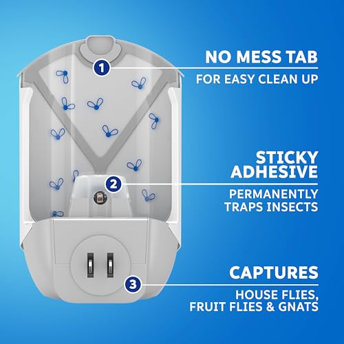 ZEVO Flying Insect Refills for Indoor Light Trap: 4 Light Trap Refill Cartridges Capture Fruit Flies, Gnats and Houseflies (4 Cartridges)