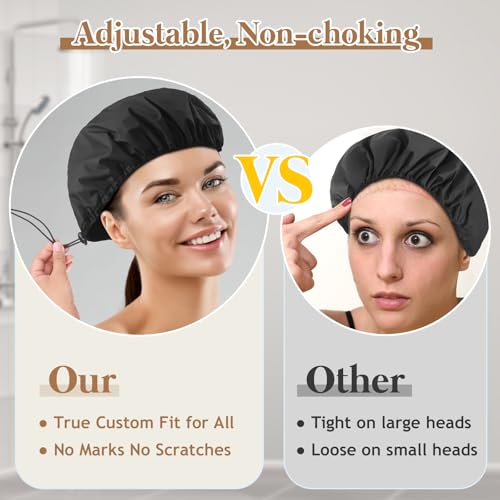 Sheomern Adjustable Waterproof Shower Cap with Terry Cloth Lining