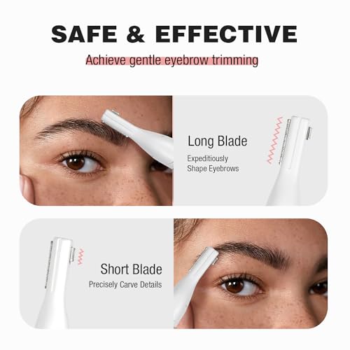 SUPRENT Women's Facial Hair Remover £¦ Eyebrow Trimmer with Pivoting Head - Rechargeable Eyebrow Razor Painless Facial Trimmer on Lips, Cheeks, Ears, Neck and Chin - Easy Cleaning - Pink