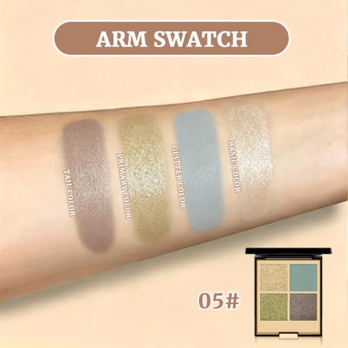 Cool Tone Grey Eyeshadow Palette - 4 Color Matte & Glitter